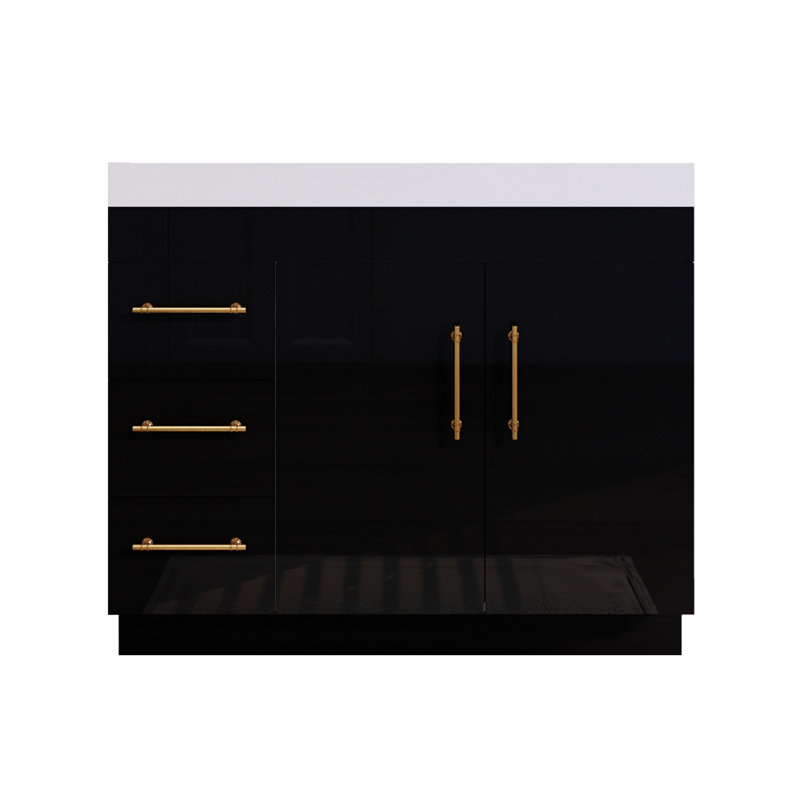 Ensemble de meuble-lavabo simple 42 po Lishani Spring, Noir lustré