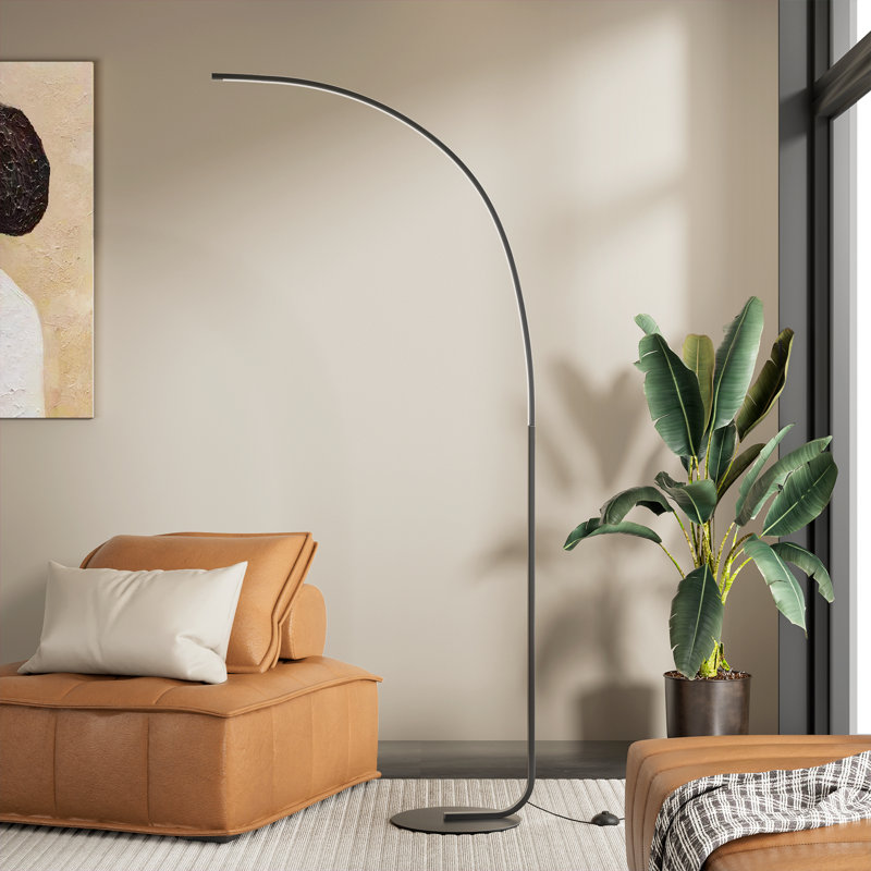 78.3" Led Arced Floor Lamp With Remote Control