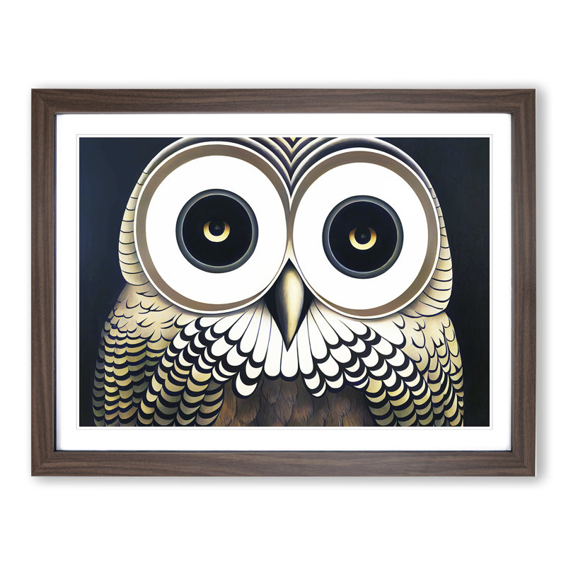 Euphoric Owl - Framed Print, 34cm H x 46cm W x 2cm D, Walnut