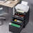 3 Drawer File Cabinet with Lock and Wheels,Black Rolling File Cabinet,Fit A4/Letter/Legal File Stylish & Practical