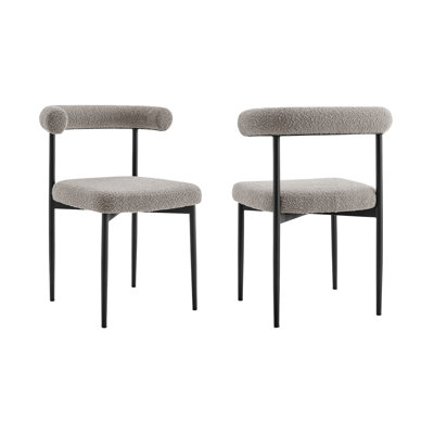Mirranda Armless Dining Chair with Open Low Back in Metal Legs and Fabric Upholstery