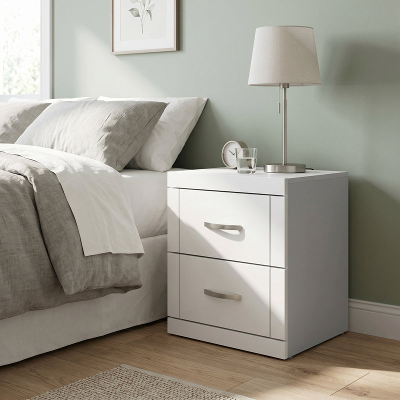Avigail 20.31" 2 Drawer Nightstand, White, Individual
