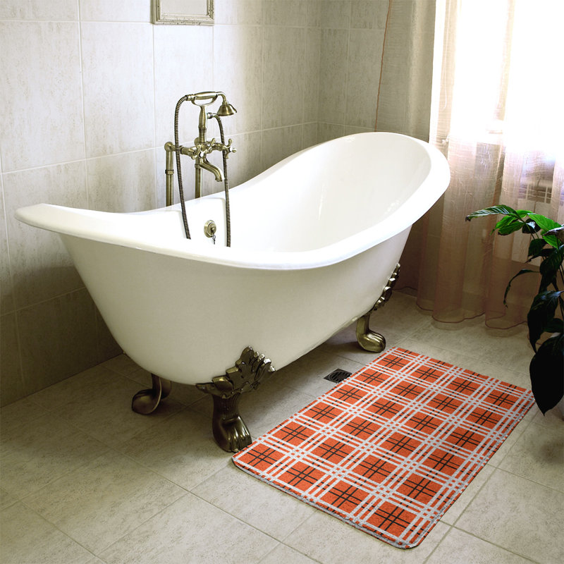 Tapis pour salle de bain Philadelphia, l 21 po x L 34 po, Orange / blanc / noir