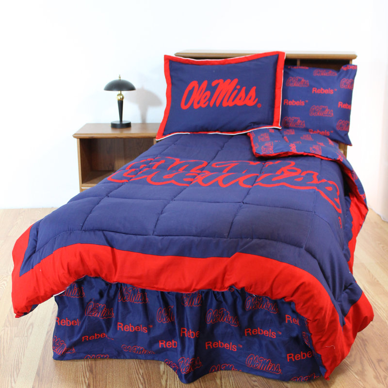 NCAA Sateen Comforter, Queen Comforter + 7 Additional Pieces, Ole Miss