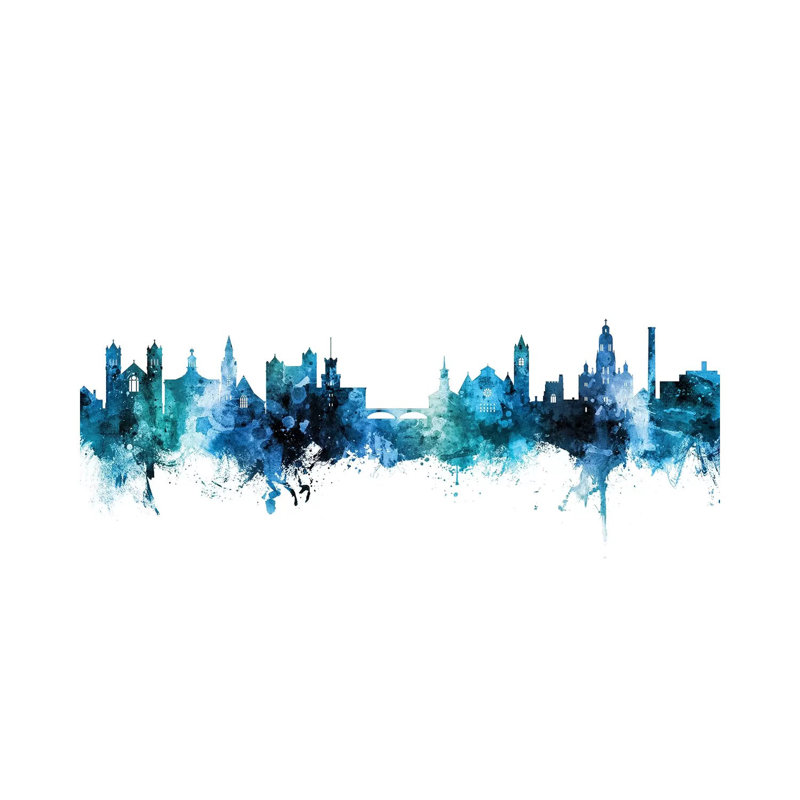 Nashua New Hampshire Skyline Blue Teal by Michael Tompsett - Wrapped Canvas Gallery-Wrapped Canvas Giclée
