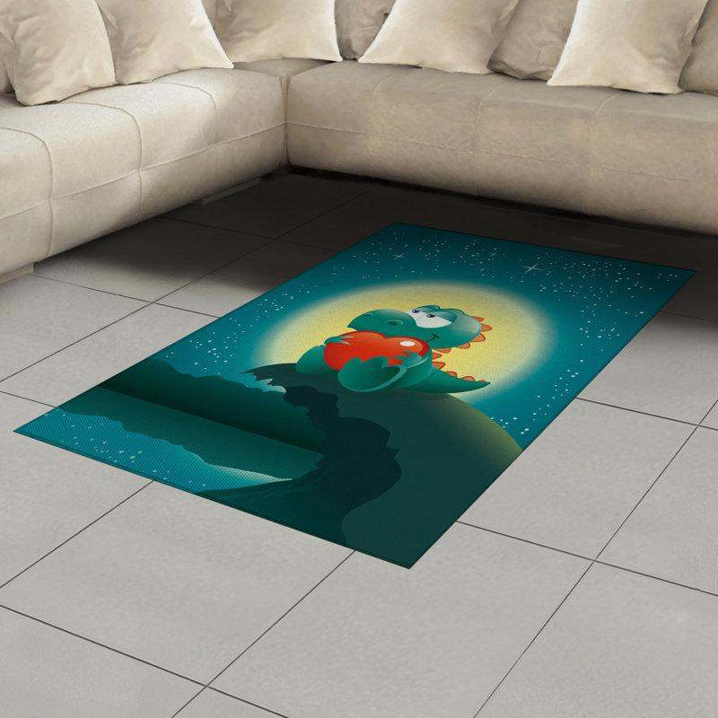 Tapis décoratif en fibre de polyester à haute densité Dinosaur, Rectangle— 4 pi x 5 pi 8 po