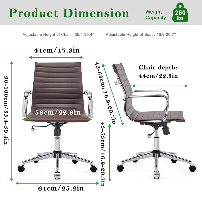 Fauteuil de conférence ergonomique à dossier moyen Rogalski, Argent, Brun