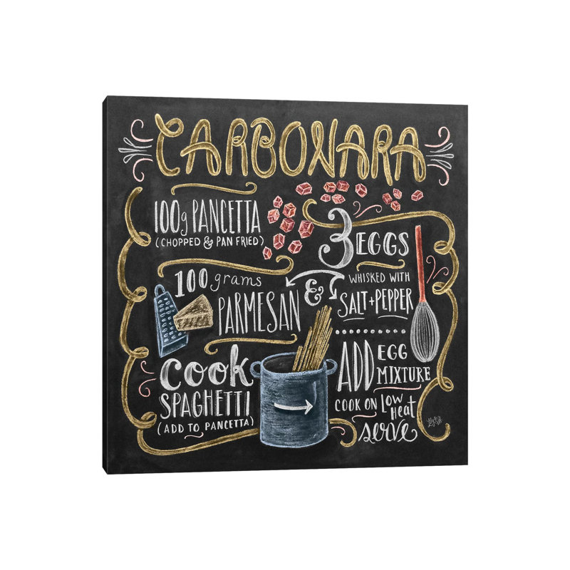 Carbonara Recipe - Print on Canvas, 45.72cm H x 45.72cm W x 3.81cm D, Wrapped Canvas