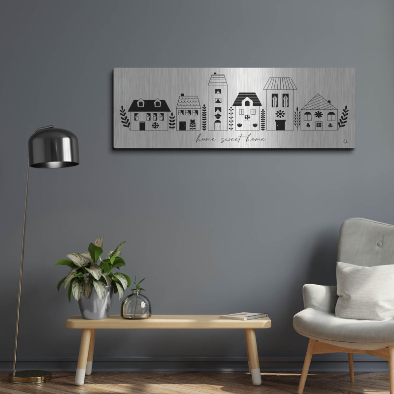 «Little House 2» par Sarah Adams, art mural en métal, H 16 po x l 48 po