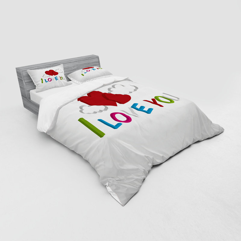 Ensemble de housse de couette moderne et contemporaine en microfibre blanc / rouge