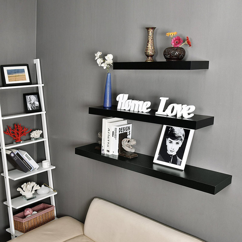 Himmelmann Floating Shelf, Black, 2" H x 24" W x 10" D
