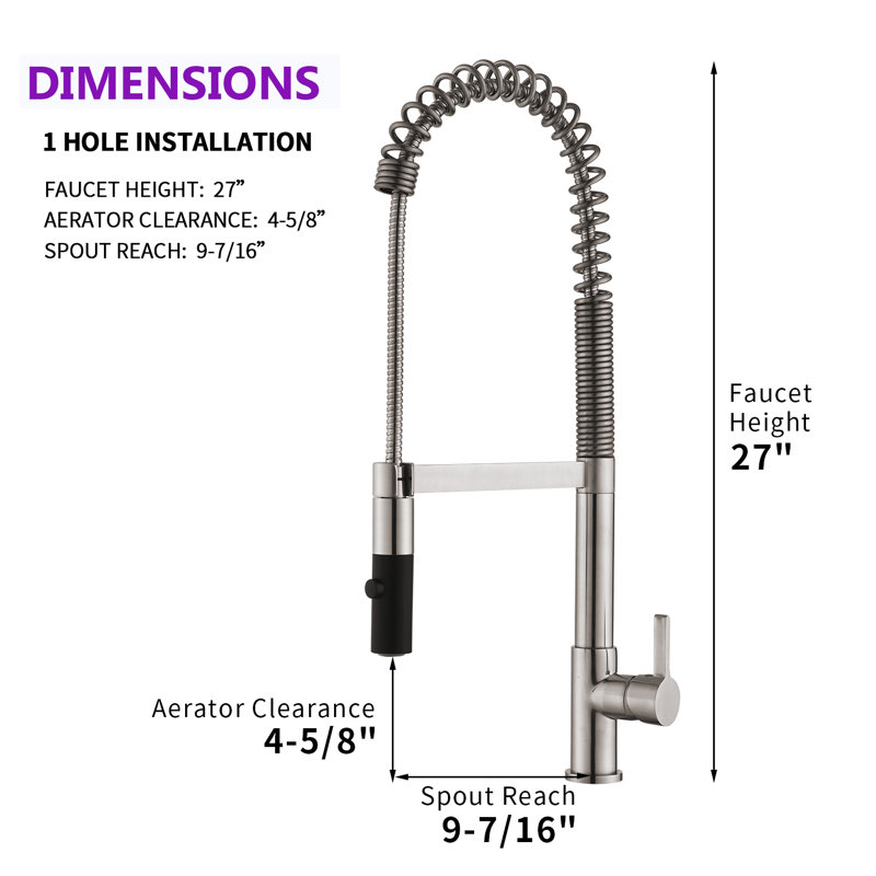 Robinet de cuisine à poignée simple pull down