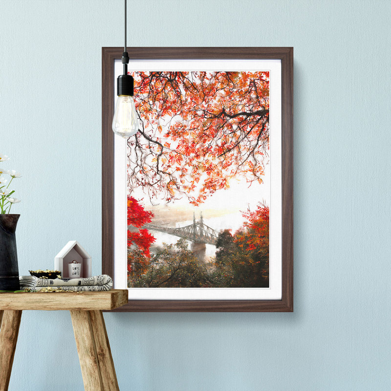 Liberty Bridge in Budapest Hungary - Framed Print, 87cm H x 62cm W x 2cm D, Walnut Framed