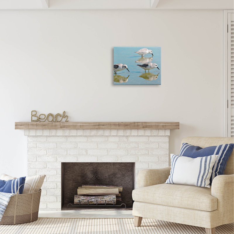 «Au-474-Canvas Sandpipers Shallow Water Reflection on Canvas» par Graffi *, photographie de Tee Studios