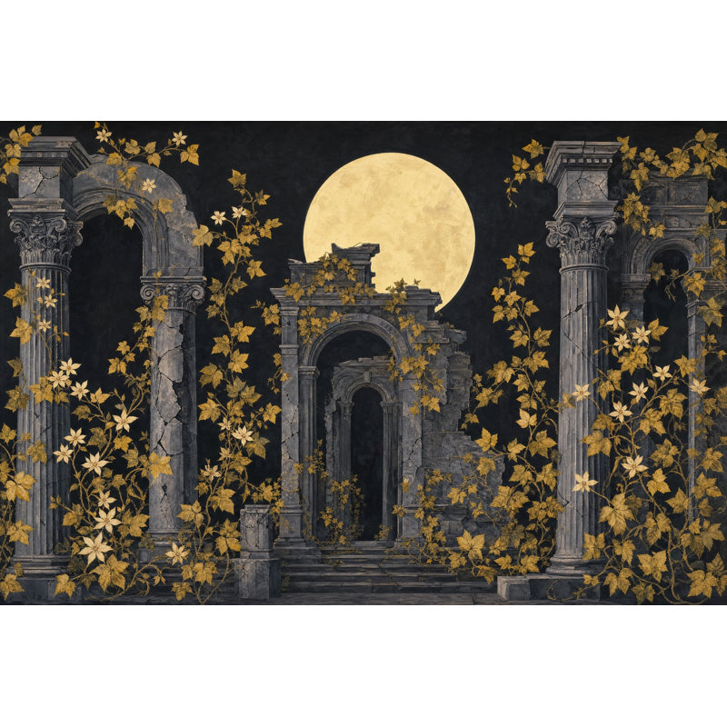 Murales ruines au clair de lune, 100 po x 96 po, Peel and Stick