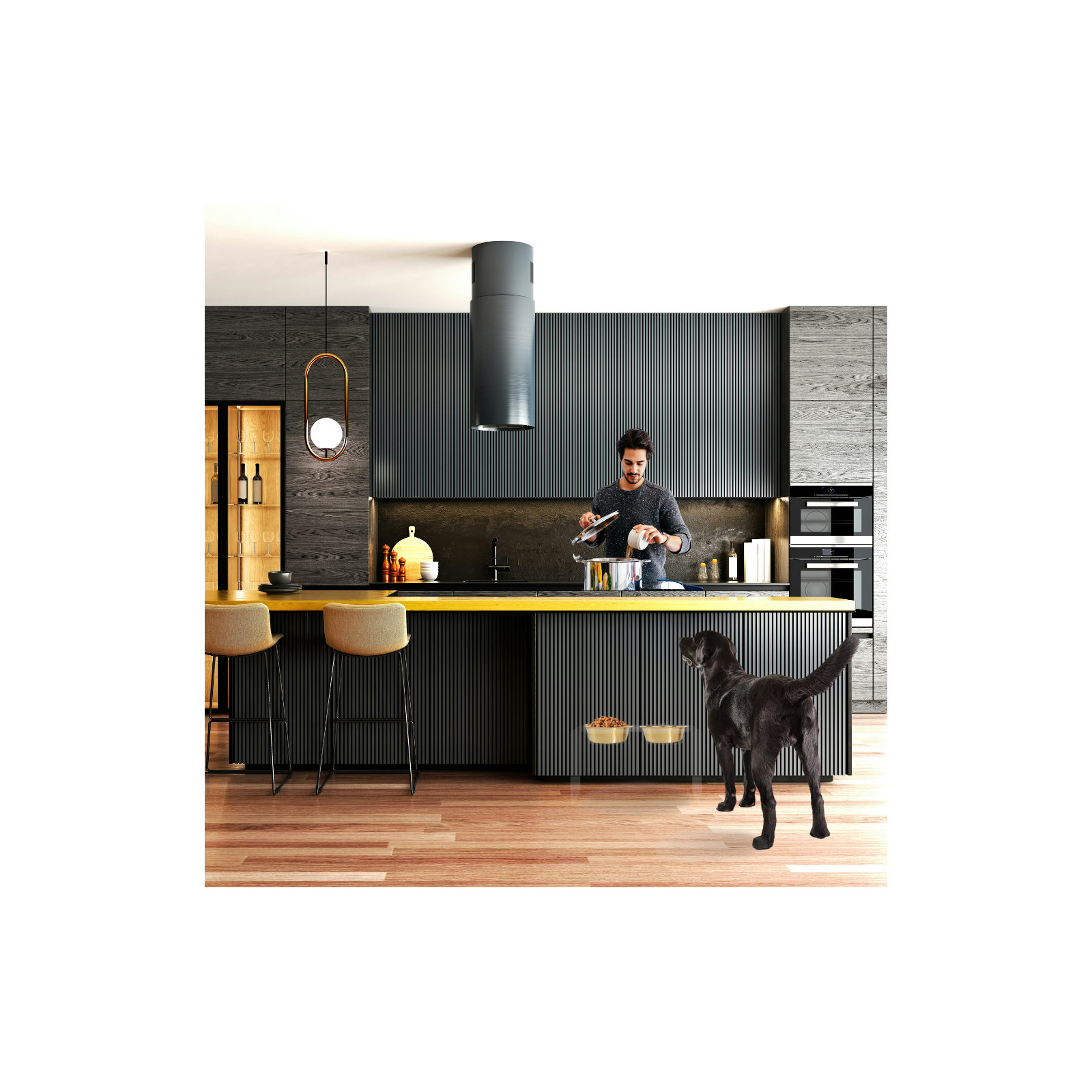 Tall Clear Elevated Feeder with Bowls, Gold