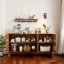58" Farmhouse Sideboard Buffet Cabinet with 4 Doors & Adjustable Shelves, Curved Coffee Bar Cabinet-1710939440