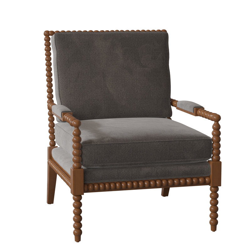 Fauteuil Paula Deen Home, Velours performance gris Nickie 45, Pécan