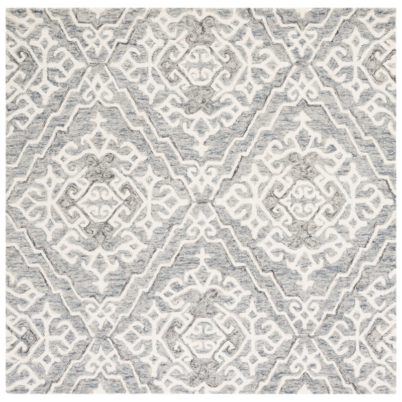Jones Street Hand Tufted Wool Ikat Rug, Square 5'