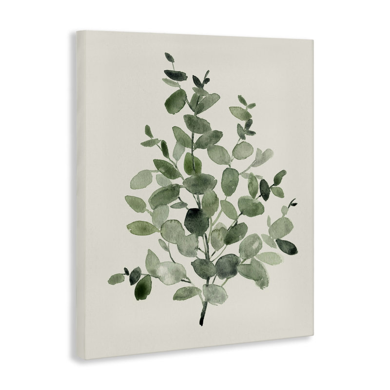 Art mural en toile moucheté feuilles botaniques vertes, design par Carol Robinson, H 48 po x l 36 po