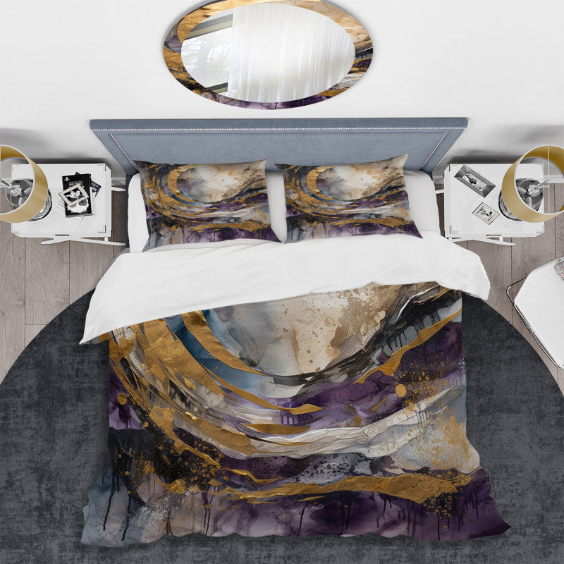 Ensemble de housse de couette en microfibre / polyester encre liquide mauve et captivante