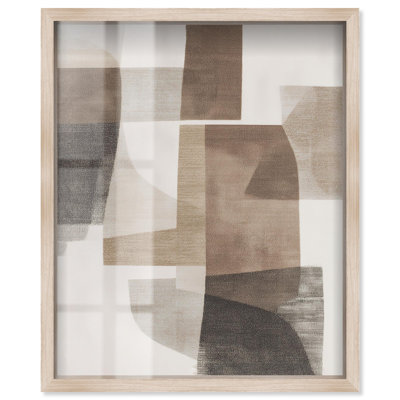 «Modernist Shapes Shadowbox Print Modern Brown Decor» par Art Remedy, cadre blond, 24 x 30