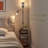 Floor Lamp With End Table, Side Table With Lamp Attached, Bedside Nightstand Light For Small Spaces With Wicker Drawer And Storage Shelf For Living Room, Bedroom, Guest Room, 2 Bulbs Included