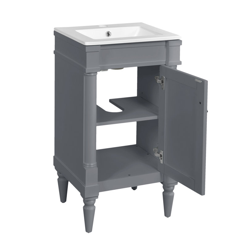 Meuble-lavabo de 18 po avec comptoir en céramique 18 po, Gris