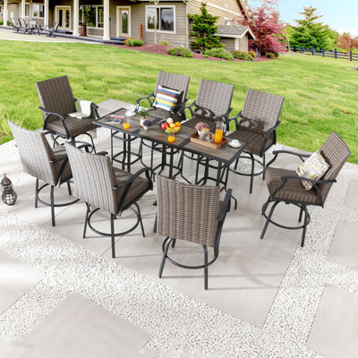 8 - Person Wicker Patio Dining Set with Square Table