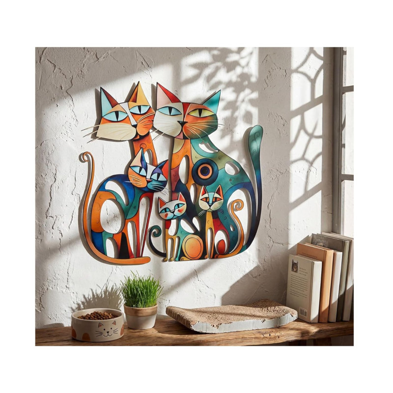 Décoration murale opulente chat en fer