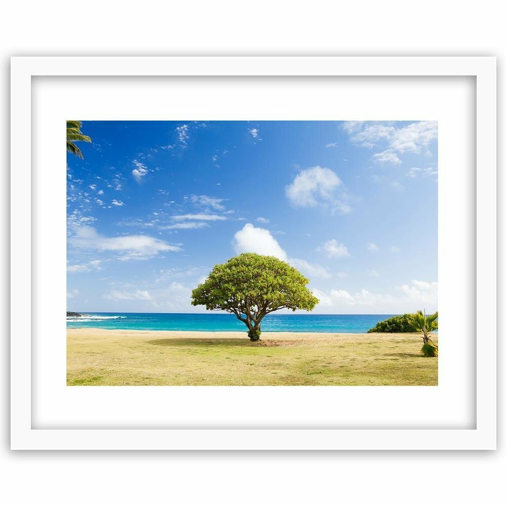 Gerahmter Fotodruck Baum am Strand