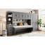 Lit simple mural gris avec garde-robe et tablettes - idéal pour une vie multifonctionnelle, beaucoup de rangement, lit simple, lit simple, gris, armoire, tablettes, longue durée-129961597