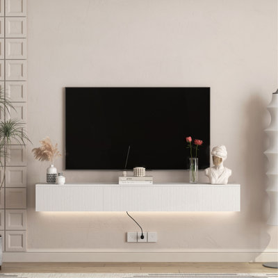 Floating TV Stand Wall Mounted With 16 Color Leds,69" Modern TV Stand, Floating TV Cabinet Entertainment Center For 55 60 65 Inch TV
