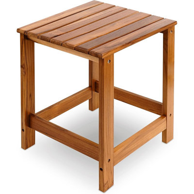 Teak Outdoor Side Table – Wooden Patio Coffee & Accent Table For Pool, Garden, Backyard, Living Room & Couch Use