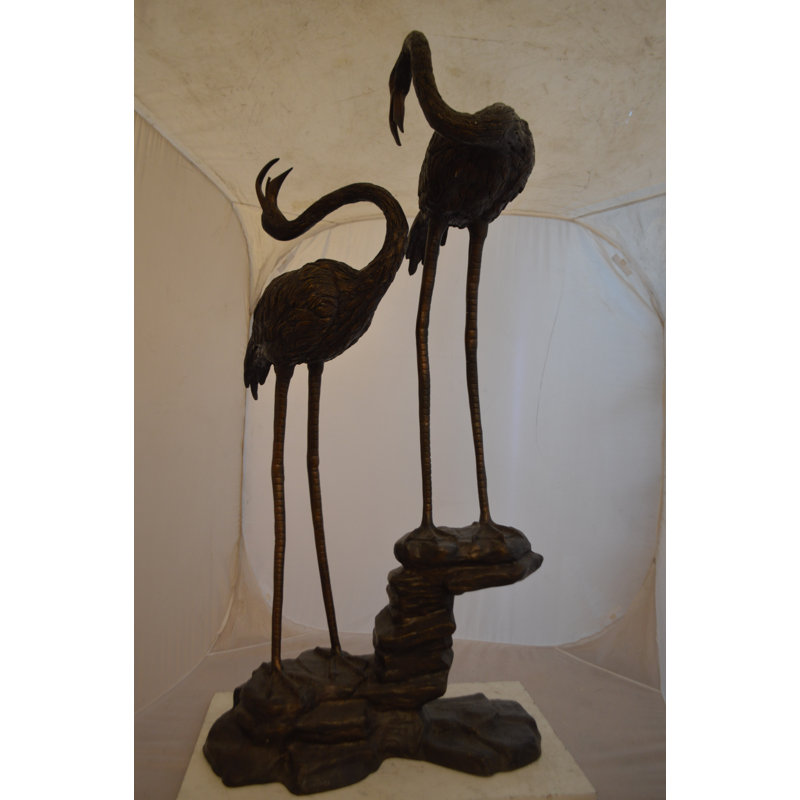 Bronze Pair of Flamingos Fountain