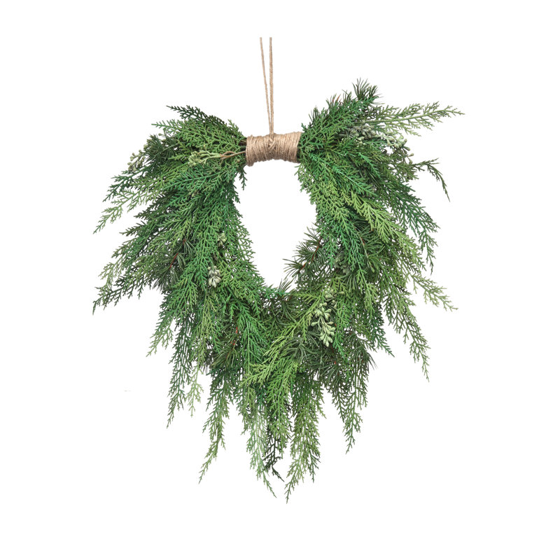 Faux Pine Wreath, 22.05" H x 22.05" W x 5.91" D