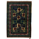 Pinwheel Kazak II Wool Southwestern Area Rug in Green/Blue
