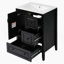 Meuble-lavabo de 24 po avec lavabo, une armoire avec porte à fermeture en douceur, 3 tiroirs à fermeture en douceur, poignées en métal rétro, noir-1871102153