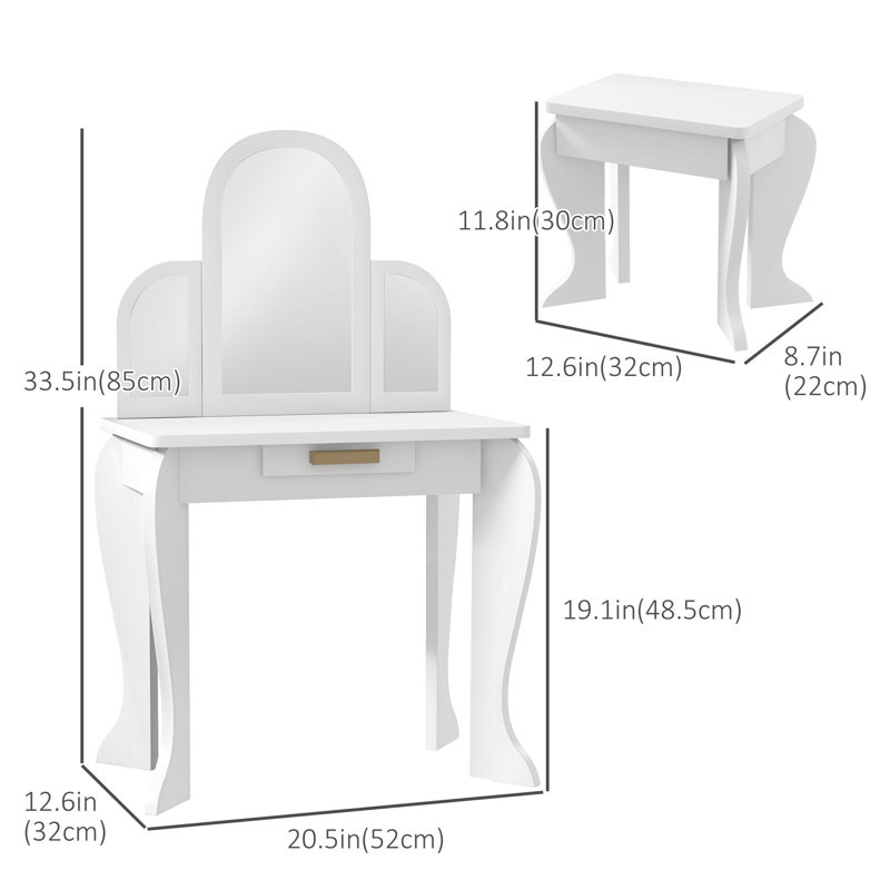 Ensemble de coiffeuse pour enfants avec miroir