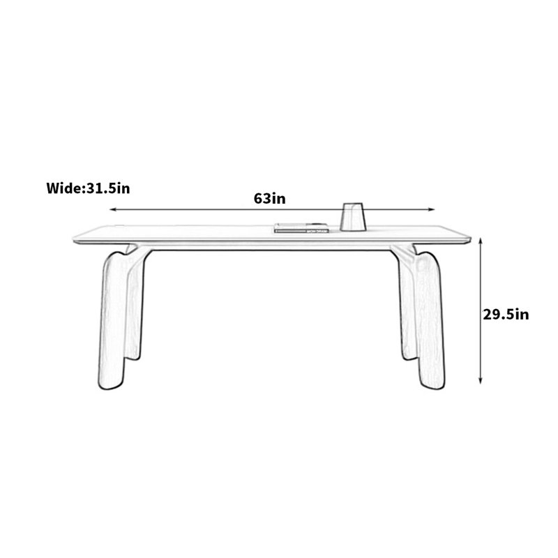 Table de salle à manger Dicie Rock avec simplicité rétro française, H 29,5 po x L 63 po x l 31,5 po
