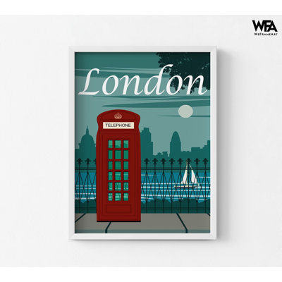Affiche de voyage rétro de Londres, impression de cabine téléphonique, décor de cabine rouge en Angleterre, décor de tabern moderne, décor d'inspiration pub de Londres