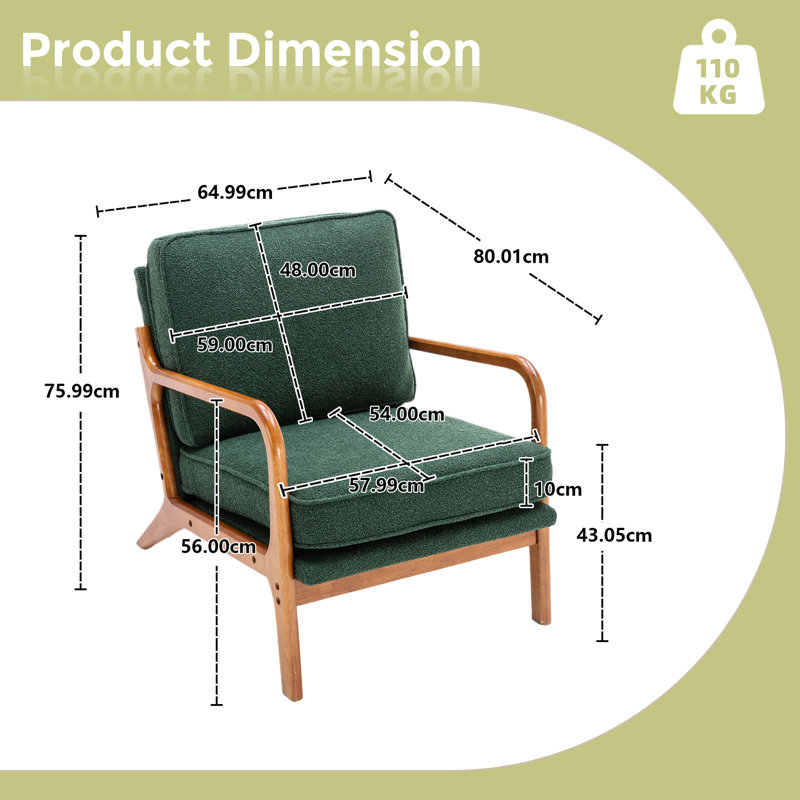 Upholstered Armchair, Boucle Green