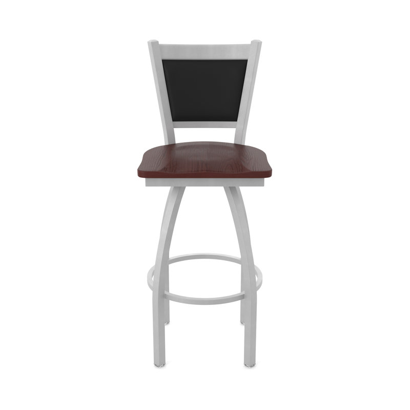 Tabouret pivotant Hadleigh, Nickel anodisé, Chêne cerisier foncé, Tabouret de bar (siège d'une hauteur de 36 po)