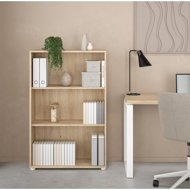 Bibliothèque en bois manufacturé à 3 tablettes Embrie, Hickory Jackson