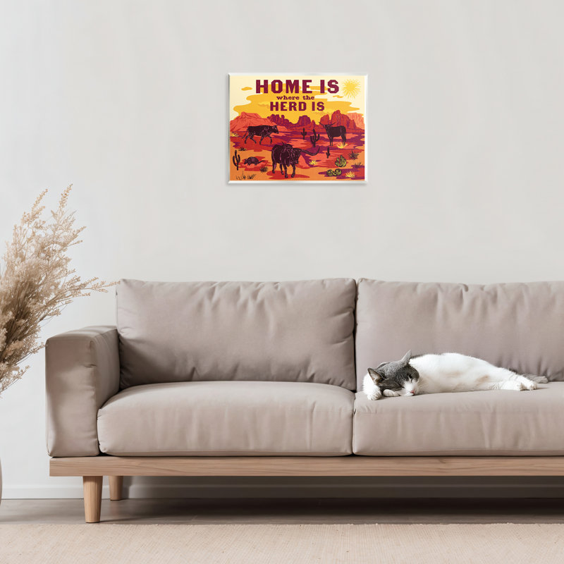 Plaque murale Western Home Where Herd Is, design par Diane Labombarbe