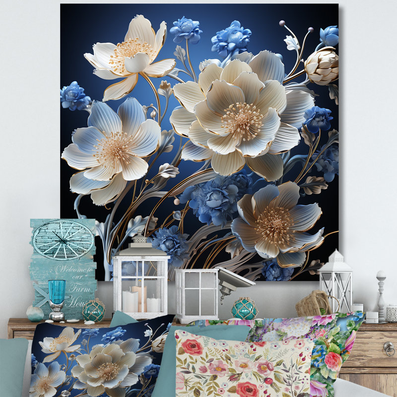 Cristal bleu bleuets Harmony II - bleuet, art mural, Toile tendue, H 24 po x l 24 po x P 1 po