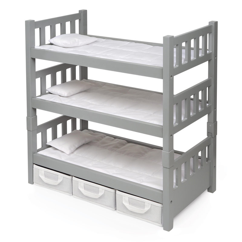 1-2-3 Convertible Doll Bunk Bed with Baskets and Free Personalization Kit