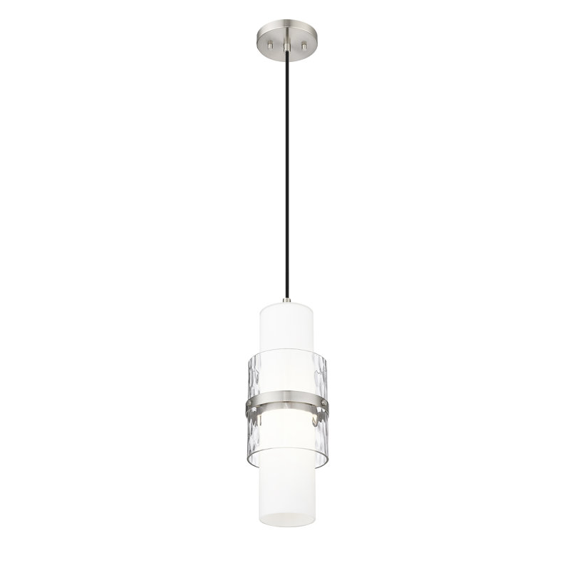 Luminaire suspendu cylindrique à 1 lumière Yamir, Nickel brossé