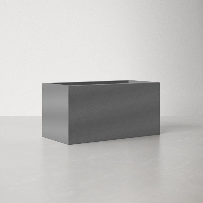 Magda Handmade Planter Box, 8" H x 16" W x 8" D, Gray