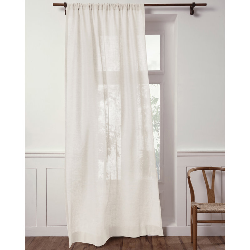 Sheer Curtain with Rod Pocket, Ivory, 52" W x 63" L